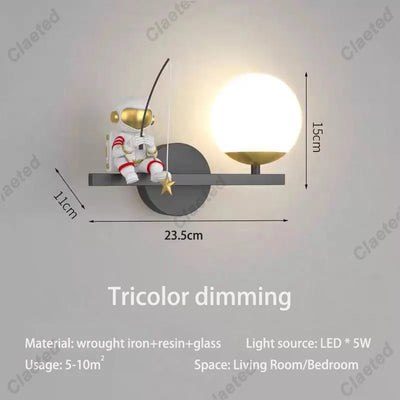 LED Star Astronaut Projection Wall Lamp Creative Lighting Fixture for Children's Rooms