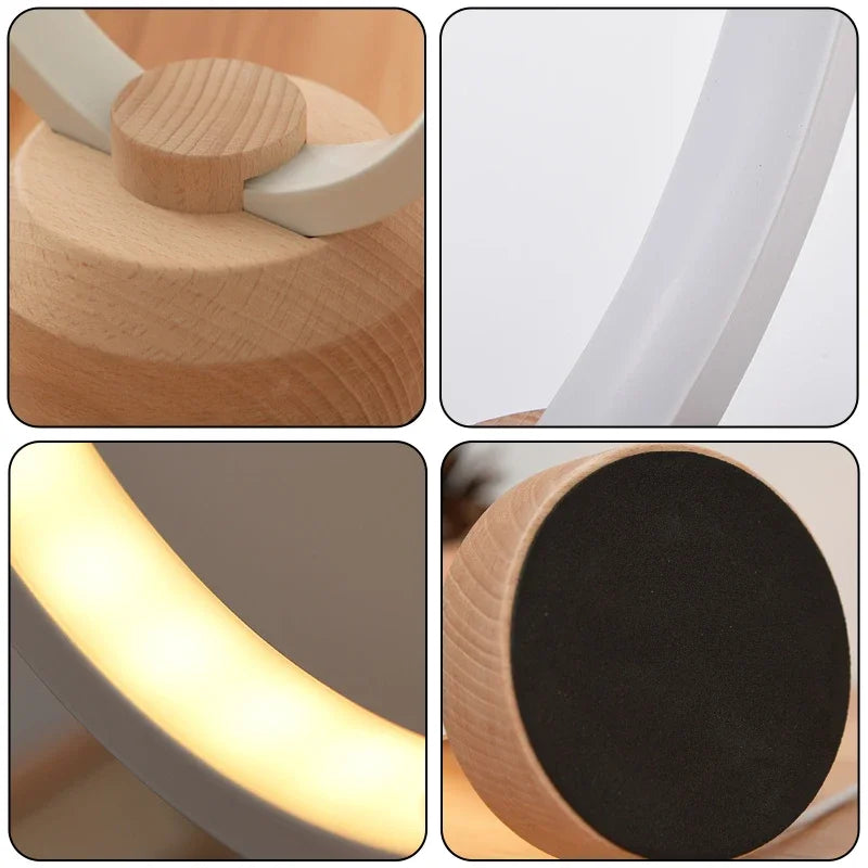 Creative Hollow Oval LED Desk Lamp - Solid Wood for Bedroom, Living Room, Study Table