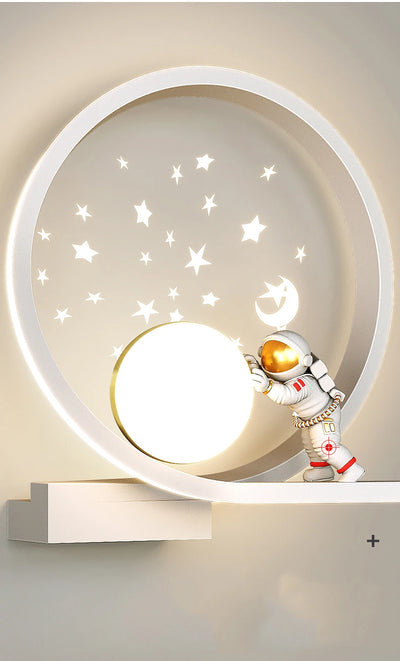 Modern Creative Children's Room Bedside Wall Lamp Astronaut Wall Mount Light for Bedroom, Study