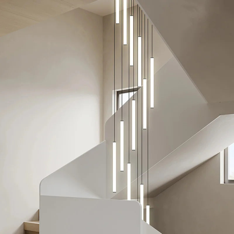 LED Stair Chandelier - Designer Villa Revolving Attic Pendant Lamp for Duplex Buildings Large Chandelier