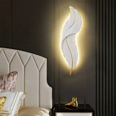 Nordic Modern LED Wall Lamps - Elegant Feather Sconce for TV Background Lighting