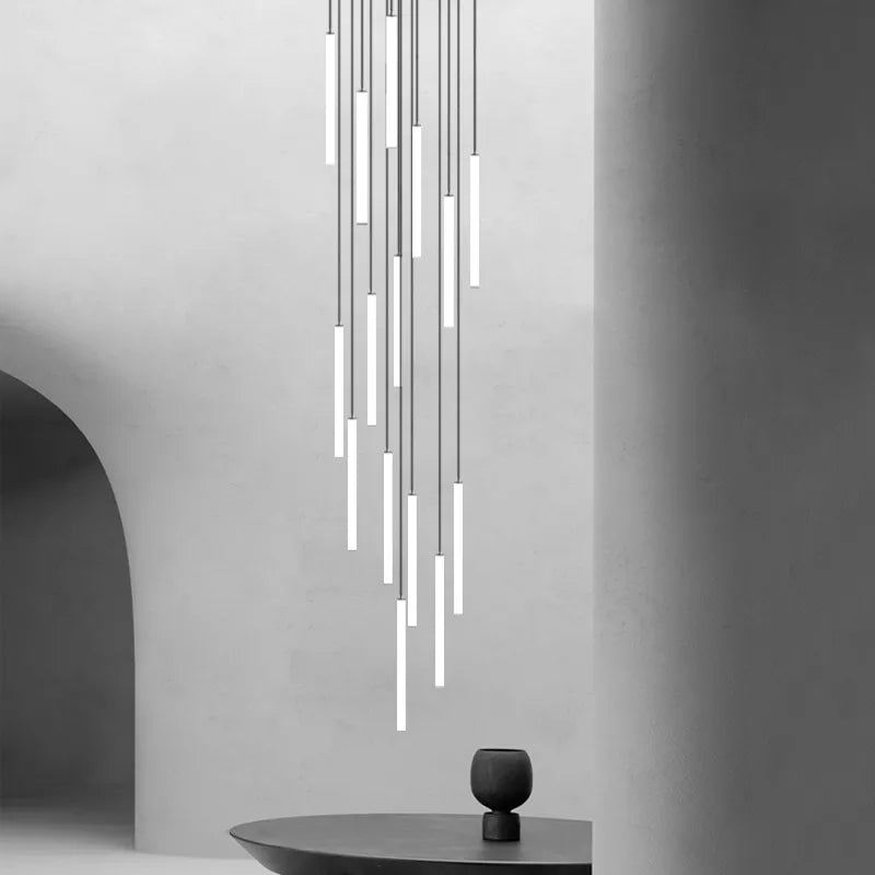 Modern Minimalist Stair Chandelier Strip Lamp for Duplex Buildings, Luxury Villas, Restaurants, Attic Living Rooms