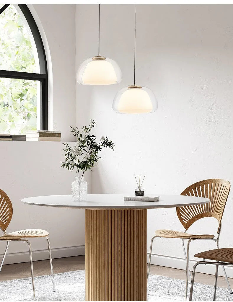 Modern Danish Charm: Dimmable LED Chandelier in Cream & Aluminum for Any Room