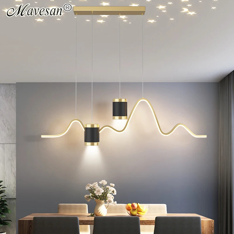 Minimalist LED Pendant Lamp for Dining Table - Black, Gold, White for Bedroom, and Dining Area