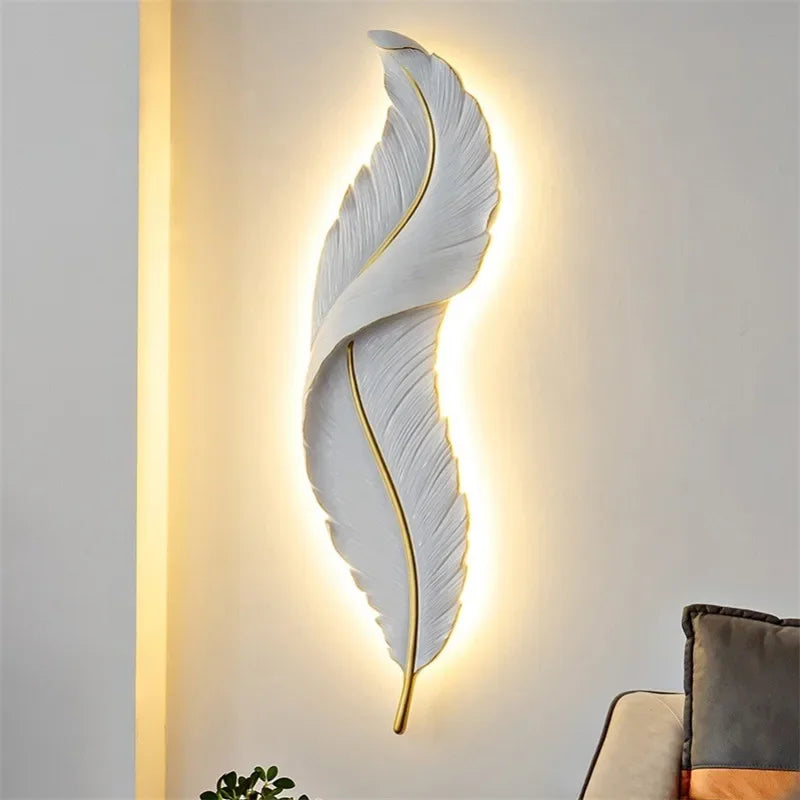 Nordic Modern LED Wall Lamps - Elegant Feather Sconce for TV Background Lighting