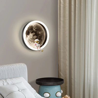 Modern LED Wall Lamp: Moon & Astronaut Nightlight for Kids, Living Bedroom Bedside Lighting Lustre