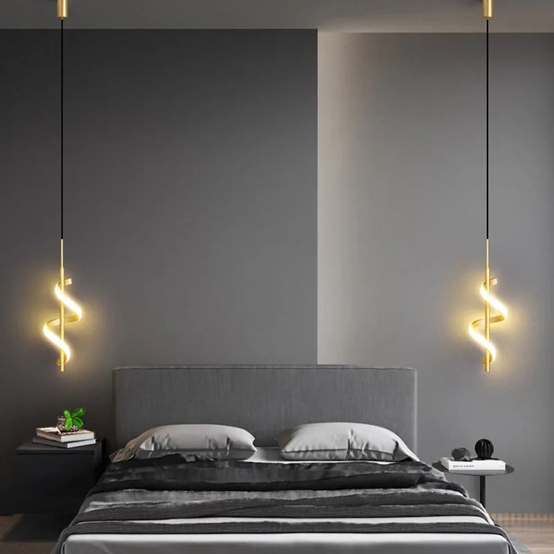 Modern LED Pendant Light Minimalist Gold Black White Hanging Lights For Bedroom Living Rooms Study Decorate Lamps