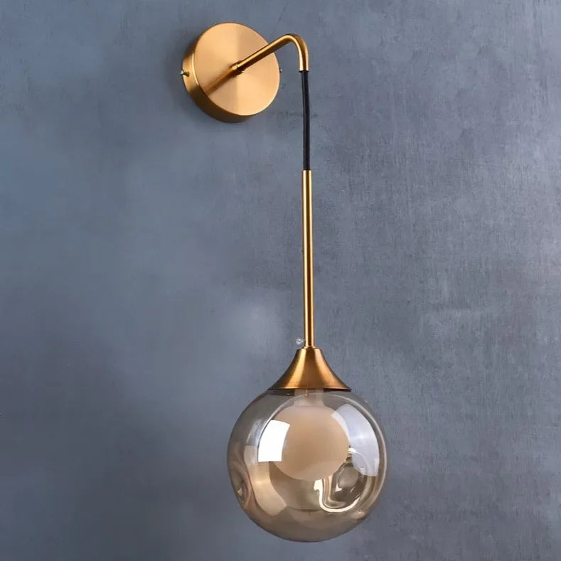 Modern Gold Glass Ball LED Wall Lamp: Stylish Indoor Sconce Light for Living Room, Bedroom, Kitchen