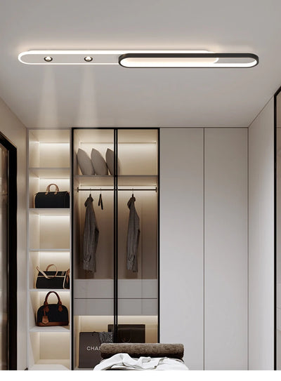 Minimalist Long Strip Ceiling Light with Spotlights for Hallway, Balcony Living Room