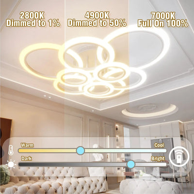 Smart LED Ceiling Light: Remote Dimming, Stylish Ring Design, Ideal for Daily Living Room