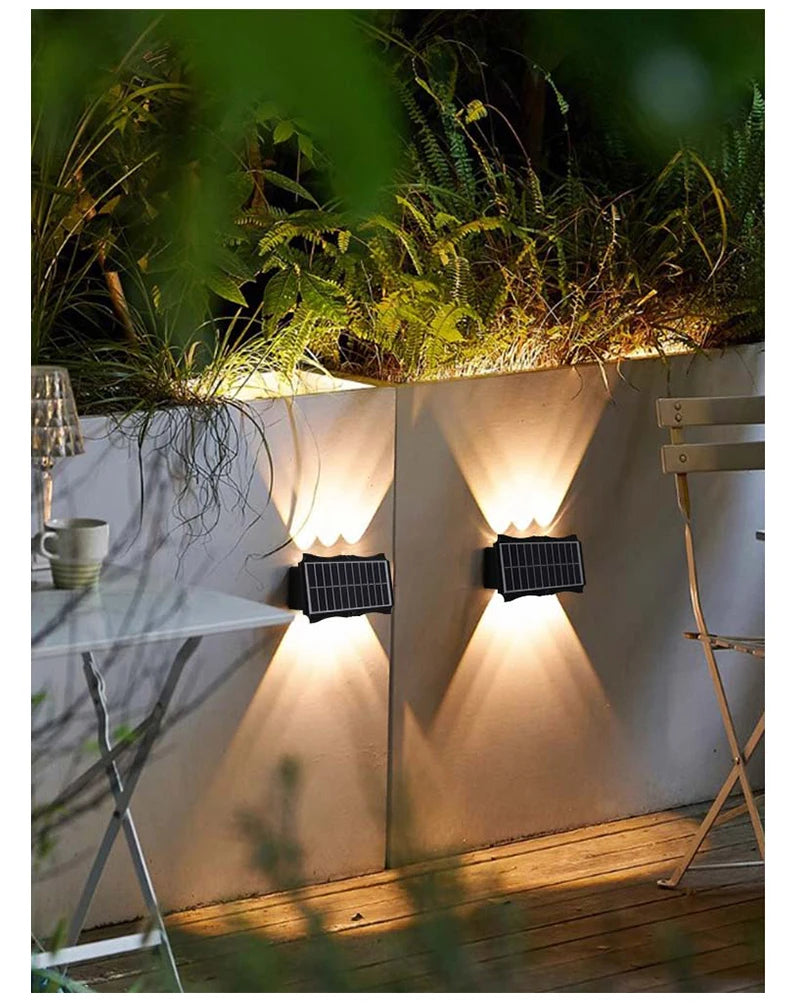 Solar Wall Lamp Outdoor - Warm Up and Down Light, Waterproof, Modern Design