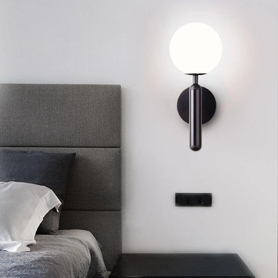LED Wall Lamps: Interior Lighting Fixtures with Frosted Glass Ball, Bedroom, Living Room, Corridor, Aisle