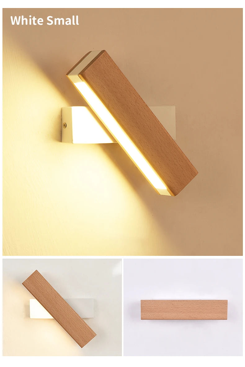 Adjustable Nordic Solid Wood LED Wall Lamp – Rotatable Bedside & Study Lighting