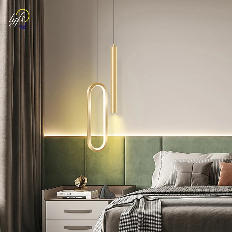 Nordic LED Pendant Light - Stylish Hanging Lamp for Interior Lighting, Black or Gold Lampshade Options