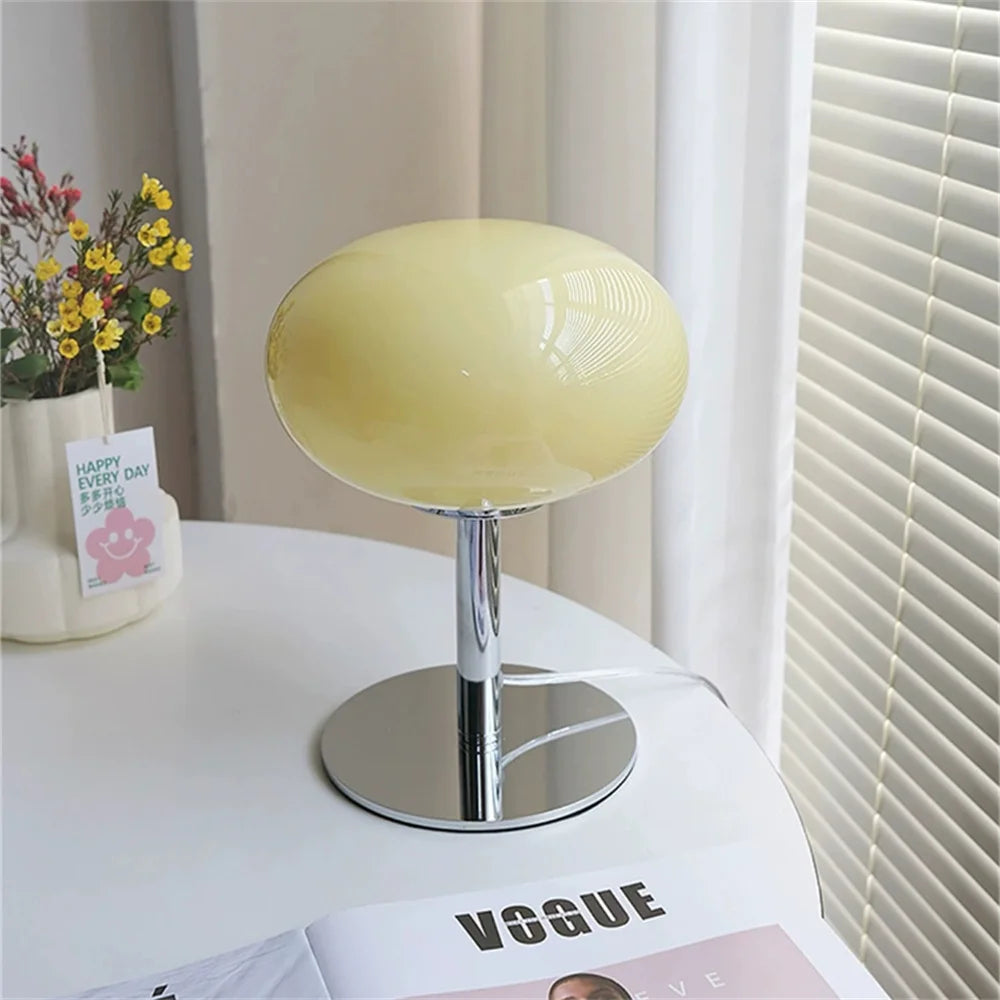 Medieval Cream Glass Table Lamp - Retro Glass Standing Lamp for Living Room, Bedroom, Study