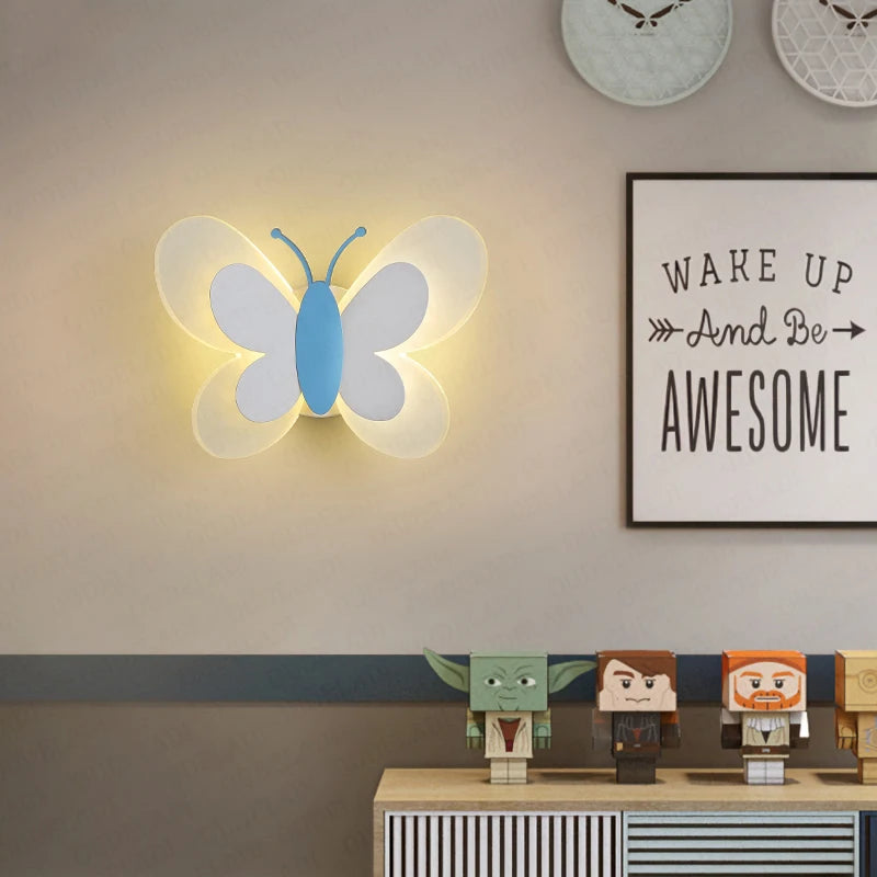 Creative Cartoon Butterfly Girl Room Lamp - Children's Bedroom Wall Lamp