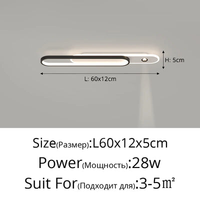 Minimalist Long Strip Ceiling Light with Spotlights for Hallway, Balcony Living Room