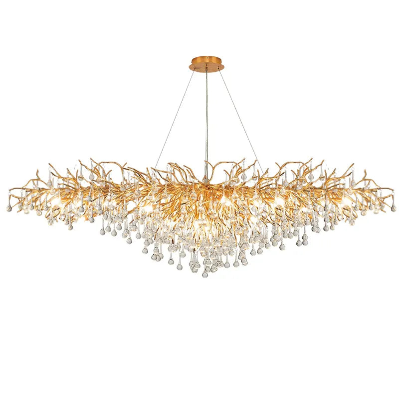 Modern Gold Crystal Ceiling Chandelier - Luxury Pendant Light Fixture for Dining, Living Room, Bedroom