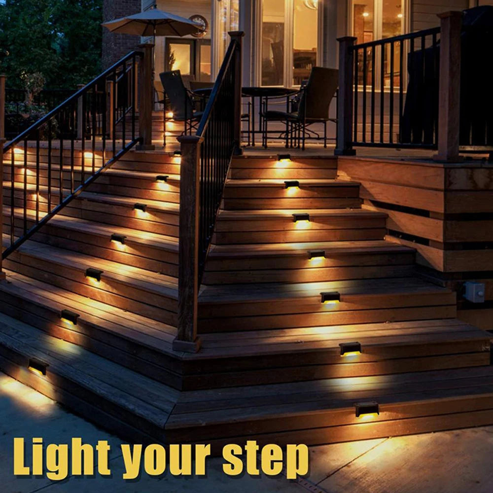 Warm White LED Solar Step Lamp Outdoor Waterproof Path and Stair Garden Light