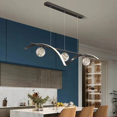 Contemporary Modern LED Smart Pendant Chandelier for Kitchen - Black and Gold Ceiling Light Fixture