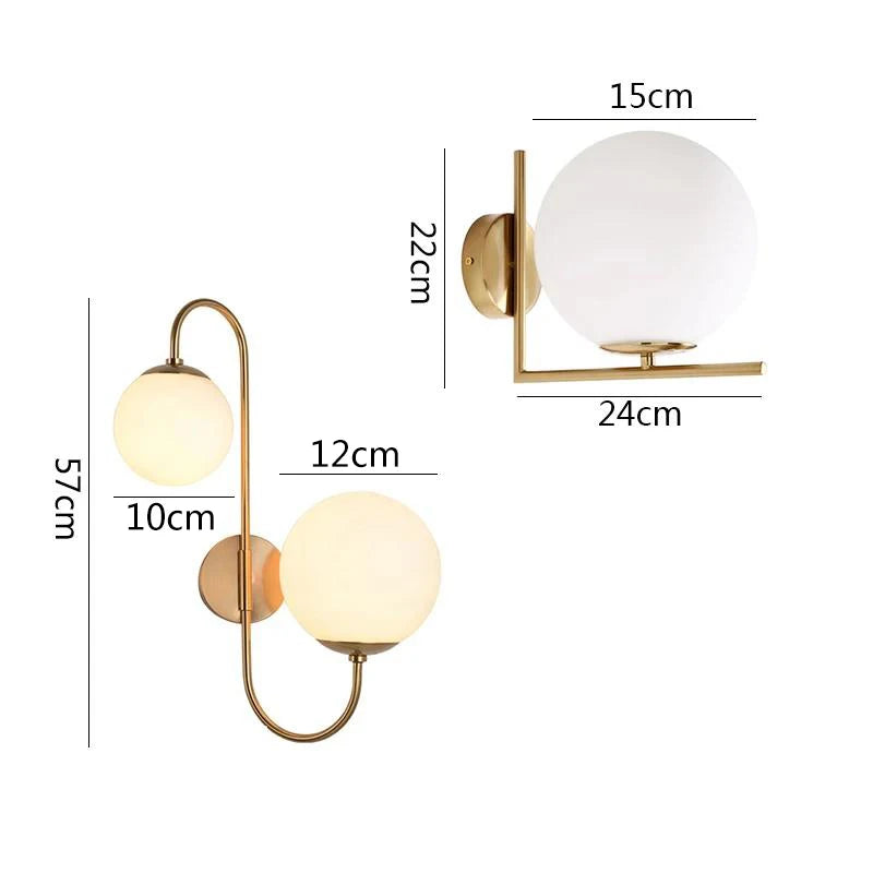 Modern Gold Glass Ball Wall Lamp: Foyer, Bedroom, Bedside, Corridor, Loft, LED Round Ball Wall Sconce