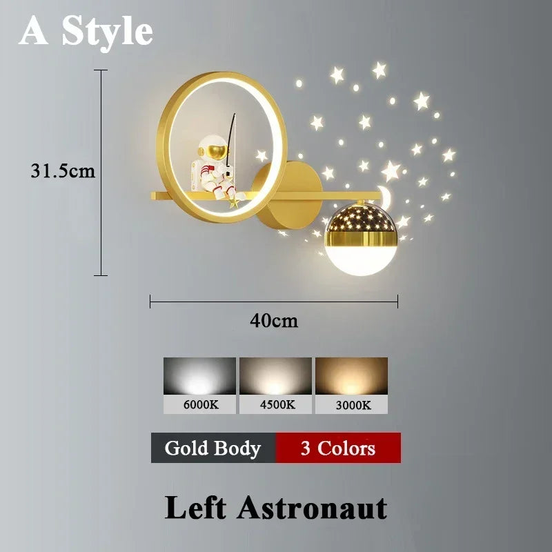 Star Astronaut Projector Wall Light for Children's Living Room Wall Lamp