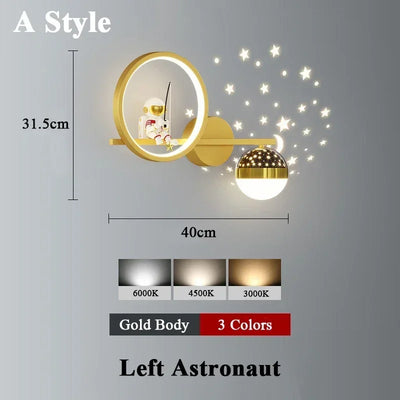 Star Astronaut Projector Wall Light for Children's Living Room Wall Lamp