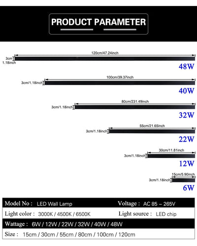 Modern Long Strip LED Wall Lamp – Outdoor Waterproof Lighting Solution