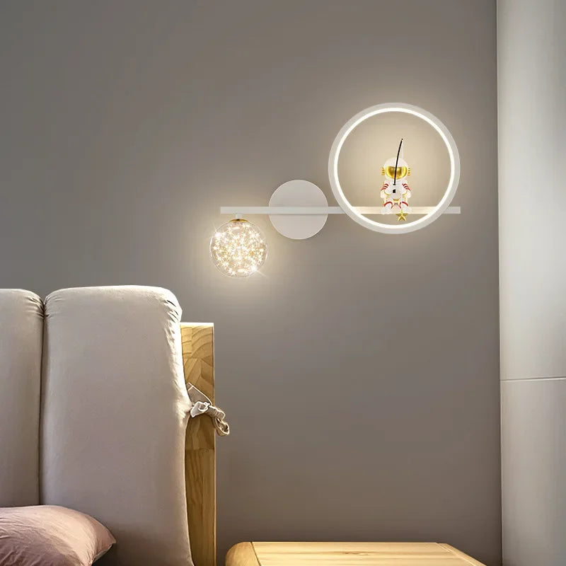 Modern Moon Astronaut Wall Sconce Lamp for Children's Room