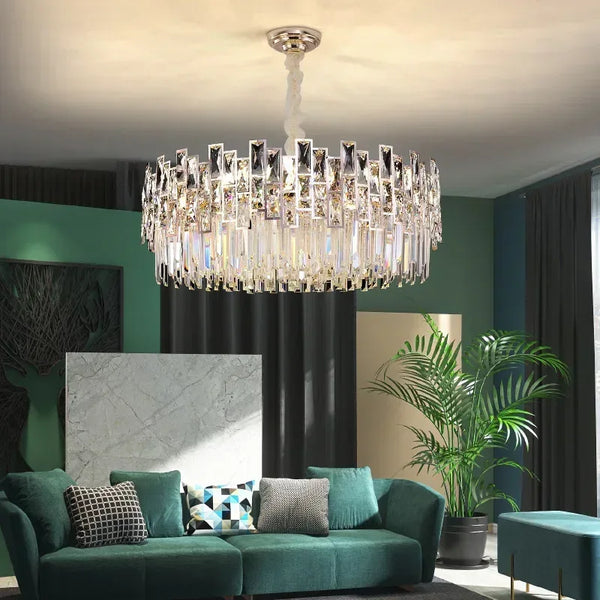 Postmodern Luxury Chandelier Suspend LED Lighting Fixtures Gold Black Crystal Round Oval Hanging Lamp For Living Room Decoration - Eco Luxe Décor