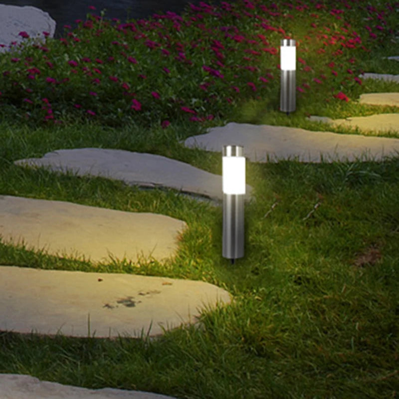 Solar Pathway Lights - Waterproof Stainless Steel Landscape Lighting for Yard, Lawn, and Patio