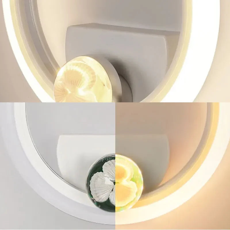 Modern Shell Round LED Wall Light for Indoor Home Lighting in Bedrooms, Living Rooms, Stairs, and Corridors