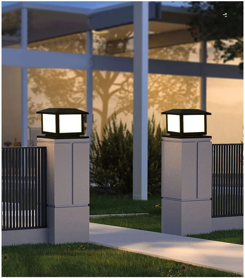 Timed LED Solar Outdoor Pillar Light - Waterproof Garden Pathway and Yard Decor with Remote Control