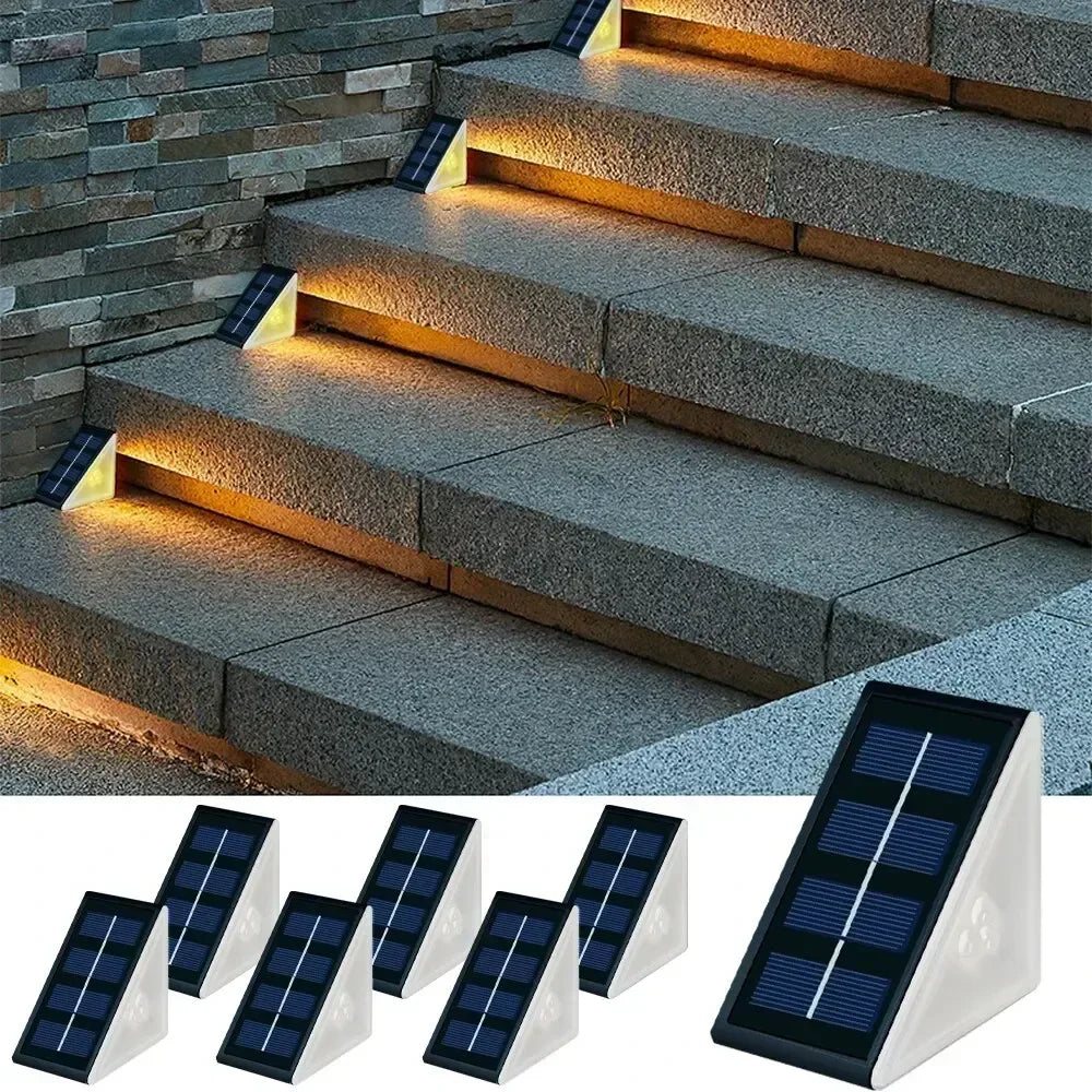 Solar-Powered Triangle Step Lights – IP67 Waterproof Warm White & RGB ...