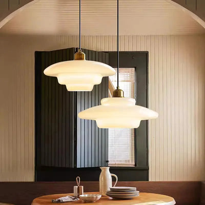 Nordic Cream Wind Milk Glass Art Decorative Pendant Lights: LED E27 Modern Light Fixtures for Kitchen Island, Dining Room,