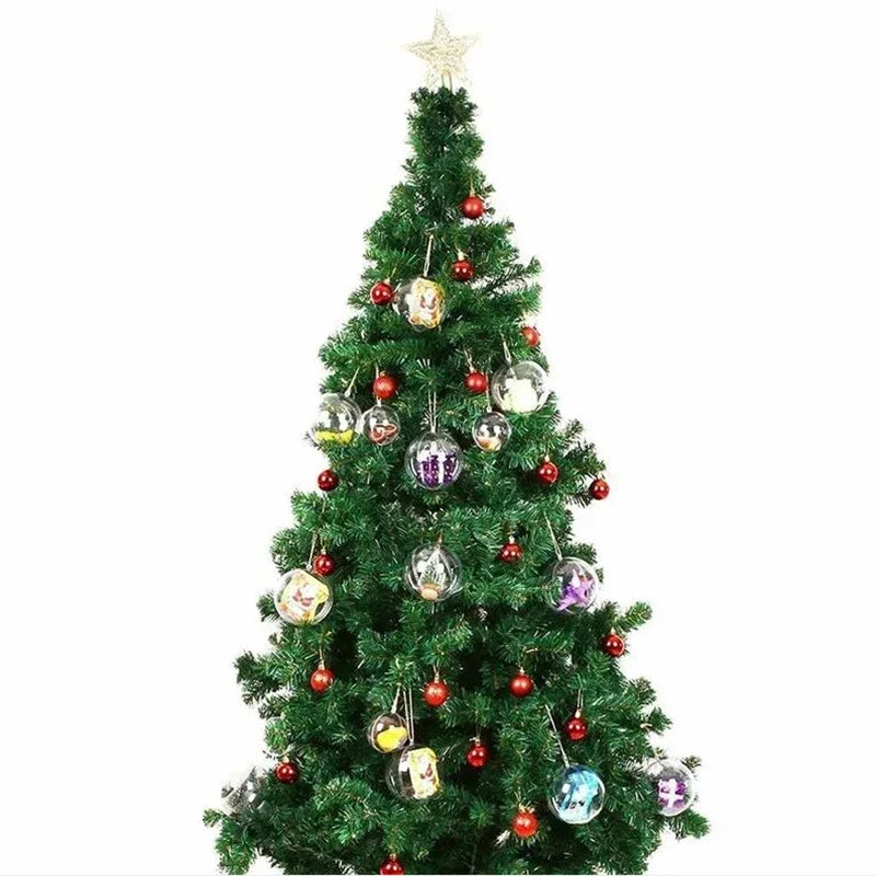10pcs Clear Plastic Christmas Baubles Transparent Fillable Ornament Balls for Tree, Wedding, and Party Decorations
