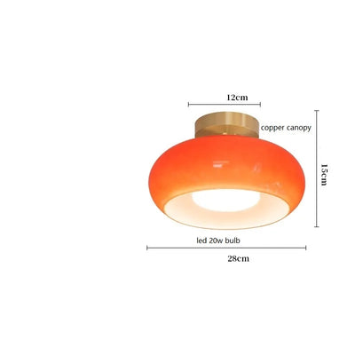 Nordic Modern Yellow Glass LED Pendant Light – 40W Copper Fixture for Bedrooms and Living Rooms