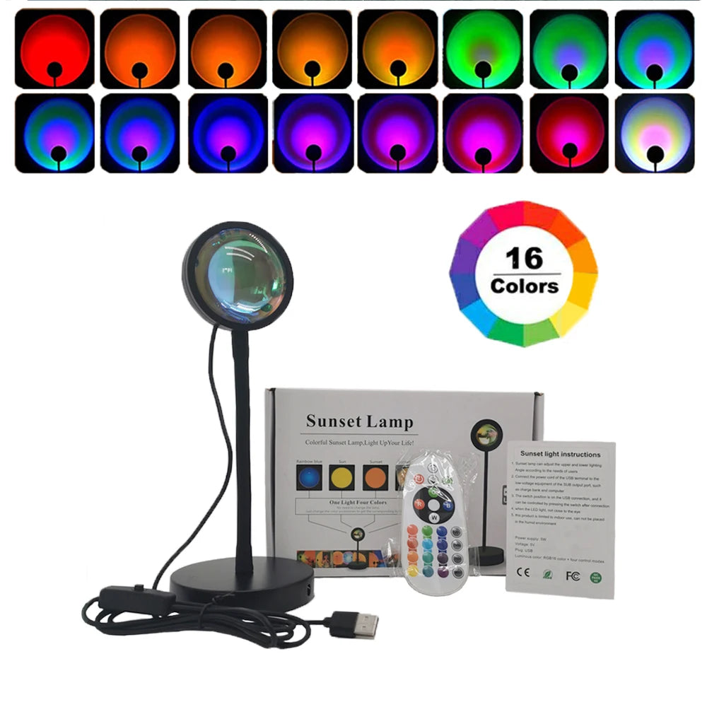 Smart Bluetooth Rainbow Sunset Projector Table Lamp - Home and Coffee Shop Background Wall Decoration Atmosphere