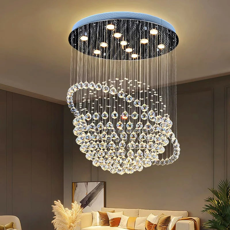Luxury Crystal Pendant Light Chandelier for Living Room and Bedroom, Modern Style Ceiling Lamp, Indoor Lighting Fixture