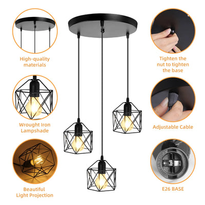 Vintage Nordic Style LED Ceiling Chandelier - Decorative Pendant Light for Kitchen, Dining, and Living Room