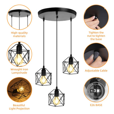 Vintage Nordic Style LED Chandelier for Kitchen, Dining, and Living Room Christmas Decor Pendant Light