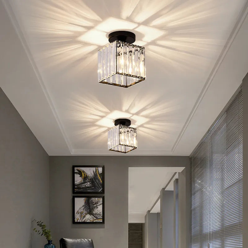 LED Ceiling Lights with Crystal Lampshade Black Gold Plafonnier Modern Decorative Lighting Solution