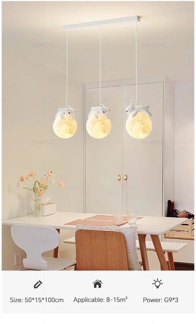 Nordic Little Cute Rabbit LED Pendant Lamp for Dining Rooms, Children's Bedrooms, and Bedside Spaces