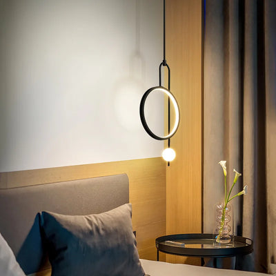 SANDYHA Modern Round Ring LED Pendant Lights for Bedroom, other bedrooms, Hotel Hall, Hotel Room