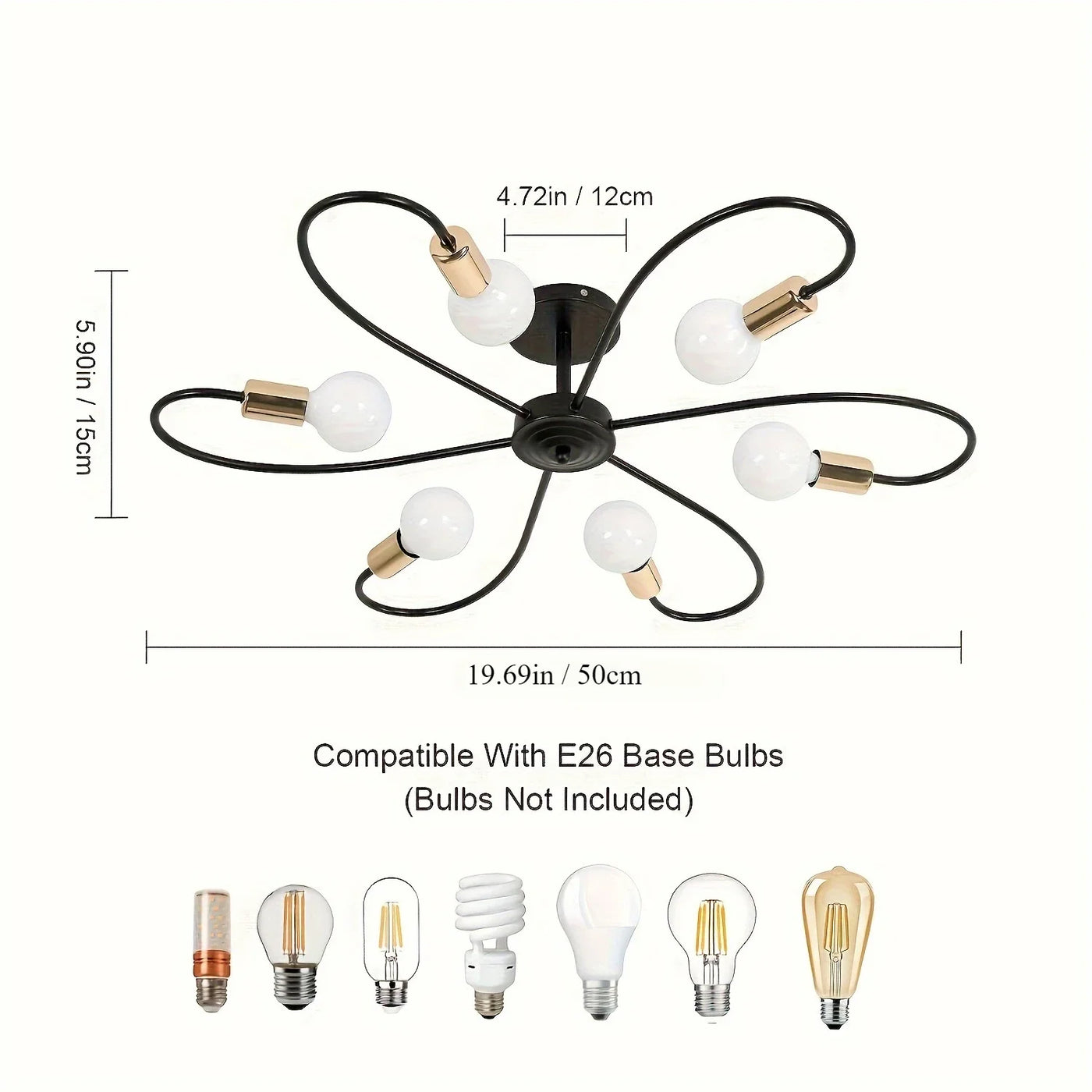 Versatile Indoor Lighting Modern Industrial Ceiling Lamp – 6-Light Black-Gold Lighting Fixture