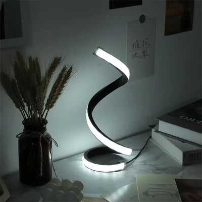 Spiral LED Desk Lamp - Contemporary Design with Three-Speed Dimming, USB Power