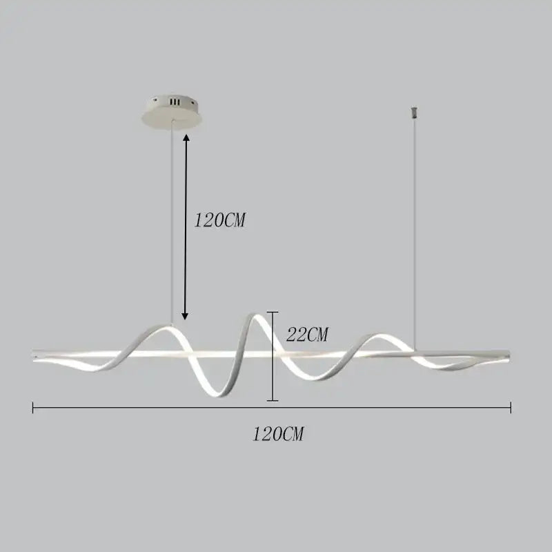 Modern Water Ripple LED Pendant Lights Minimalist One Word Long Strip ...