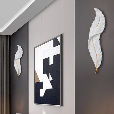 Nordic Modern LED Wall Lamps - Elegant Feather Sconce for TV Background Lighting