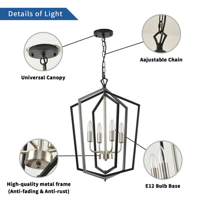 4 Light Luxury Chandeliers - Farmhouse Industrial Pendant Lighting for Kitchen and Restaurant Area
