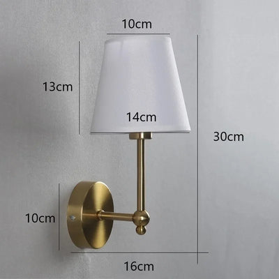 American Retro Wall Lamps – Black and Gold Linen Covered Wall Sconce